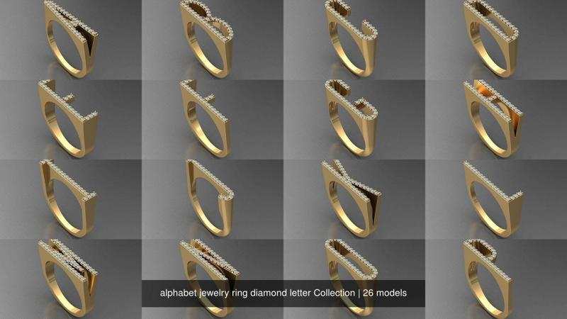 alphabet jewelry ring diamond letter Collection