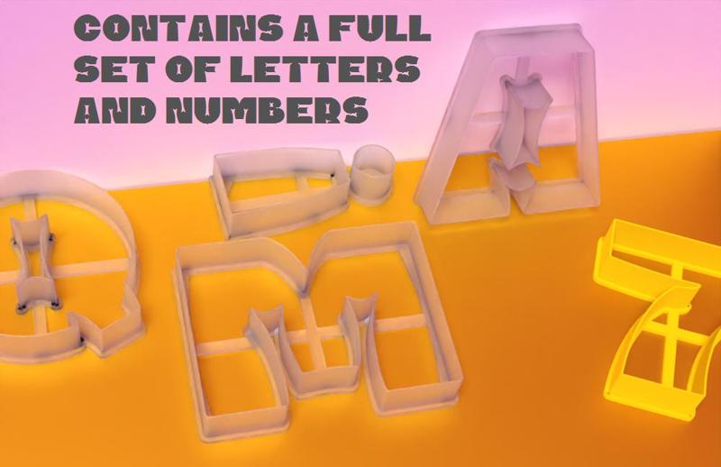 Cookie cutters with letters and numbers