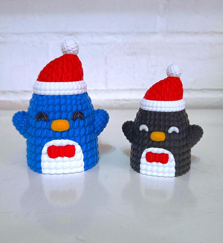 Penguin - Christmas knitted container