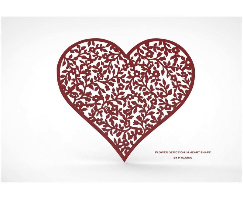 Flower Depiction in Heart Shape Decoration