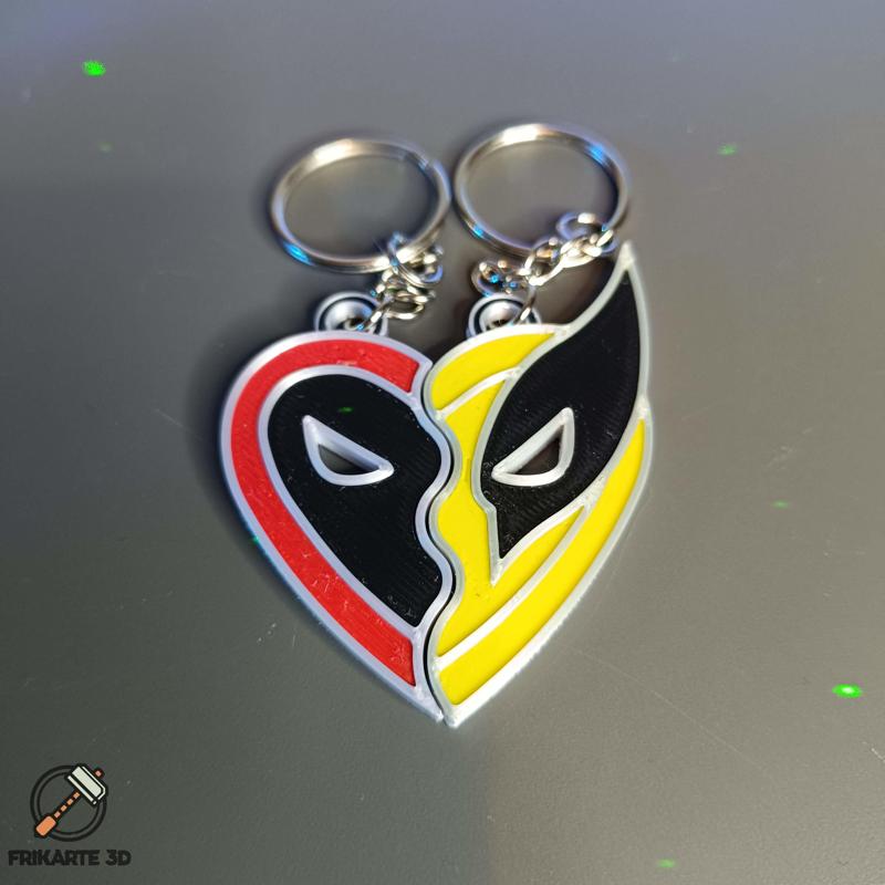 Deadpool & Wolverine Best Friends Heart Necklace/Keychain