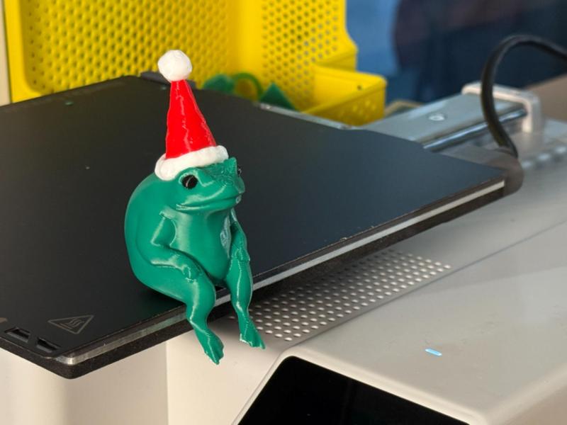 Frog with Xmas Hat Sitting For Shelves