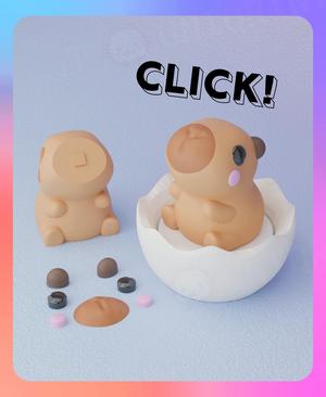 Capybara Clicker & Keychain (Separated Parts)