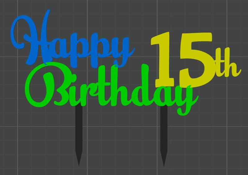 Happy 15th Birthday Cake topper