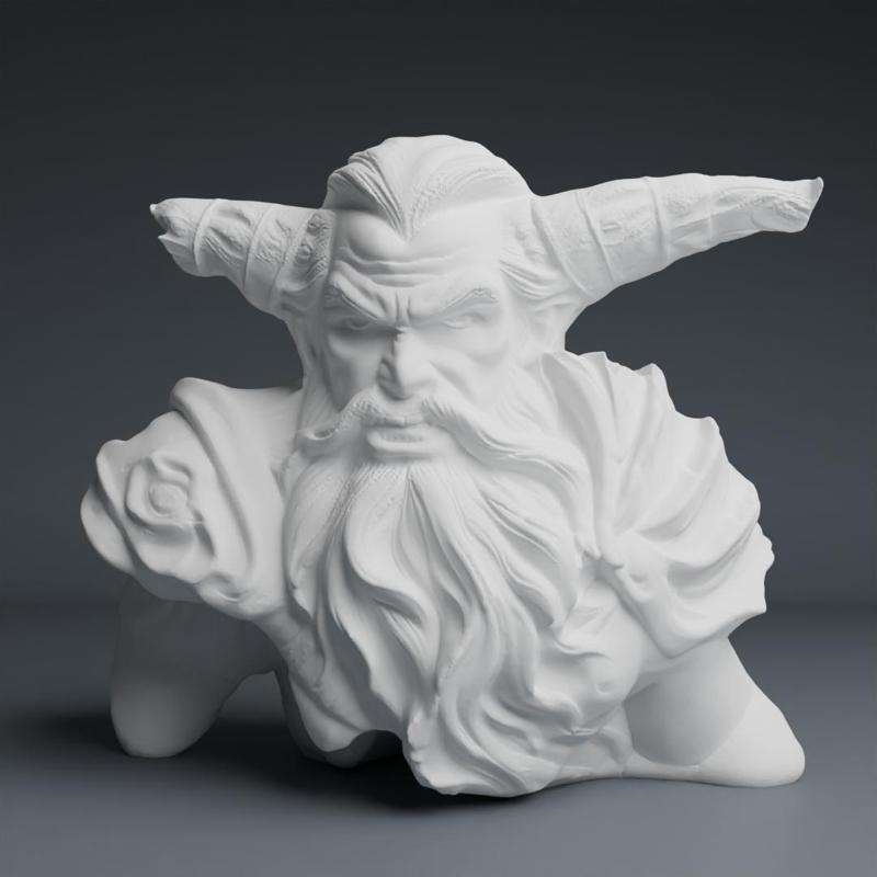 Horned Demon Bust - destroyed