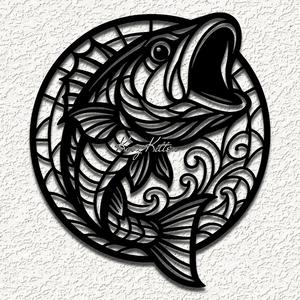 large bass fish glass wall art home decor