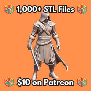 28mm DND Assassin with Cloak and Blade Miniature MineeForm FDM 3D Print STL File