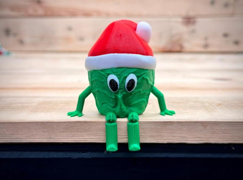 Sitting Sprout in Santa Hat