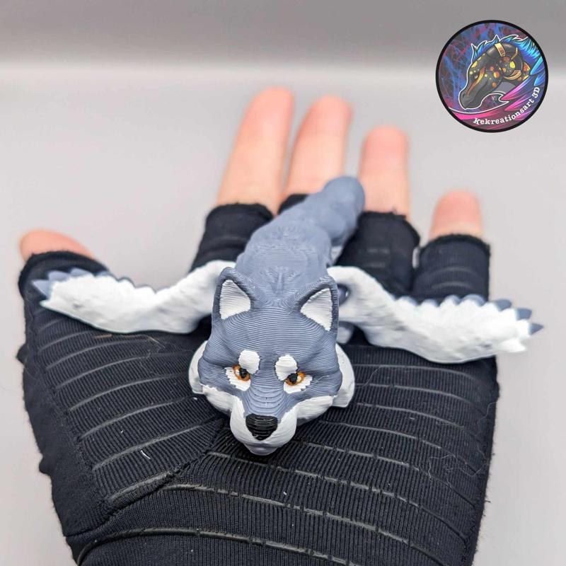 Baby Flexi Winged Wolf Keychain