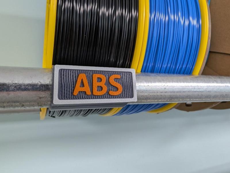 Filament Shelf Labels (PLA, ABS, ASA, TPU, PETG, ABS CF, ASA CF, PC, PA) (25mm bar) MMU