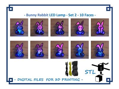 Bunny Rabbit Led Lamp - Set 2 - 10 Different Faces