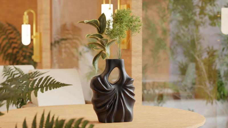 Whirlfold Vase – Modern Sculptural Vase with Flowing Draped Texture
