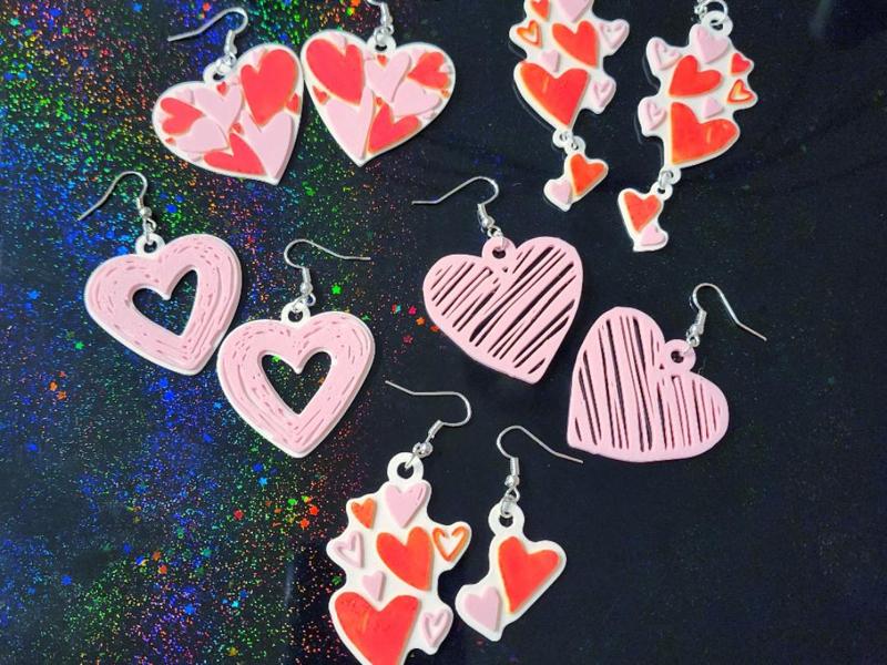 Valentine's Day Heart Earrings Set 1