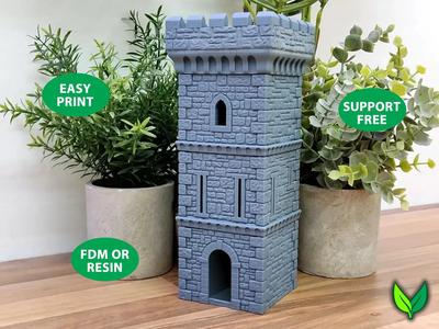 Castle Dice Tower – Support-Free Print