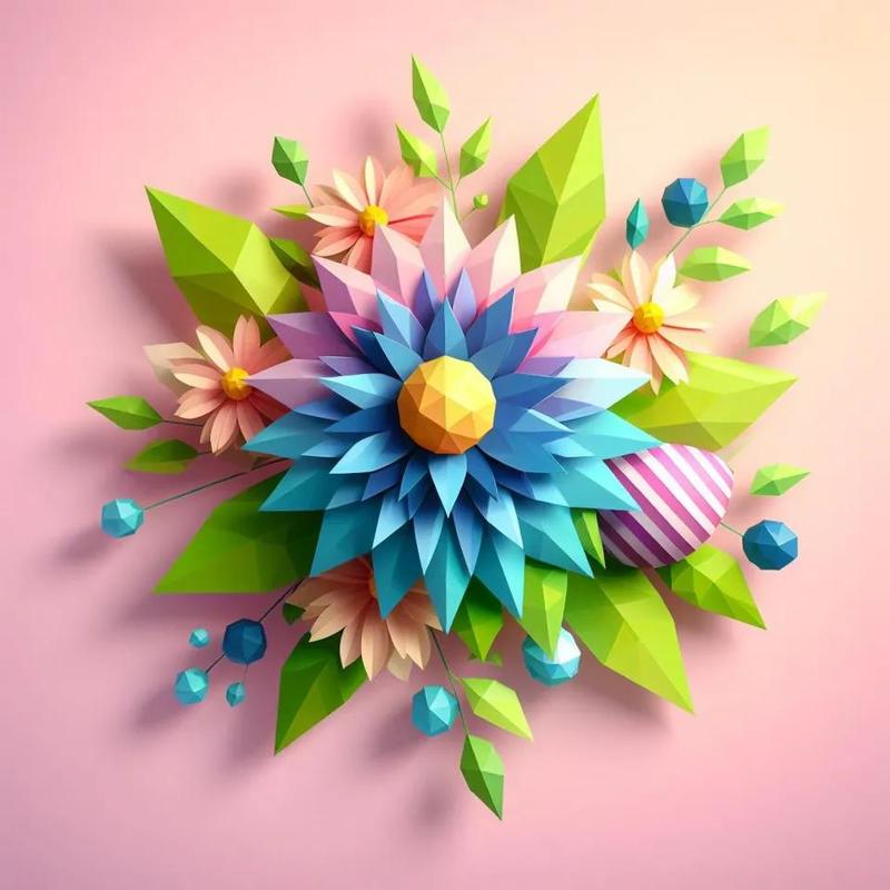 Low Poly Easter Flowers   