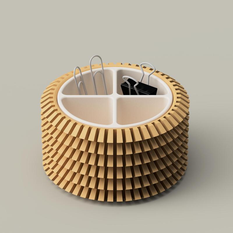 Ribbed Catch-All Tray with Spinning Dividers