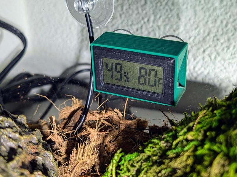 Hygrometer Thermometer Mount for a Reptile Enclosure or Terrarium