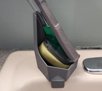 Dish Brush Holder with angled water chute