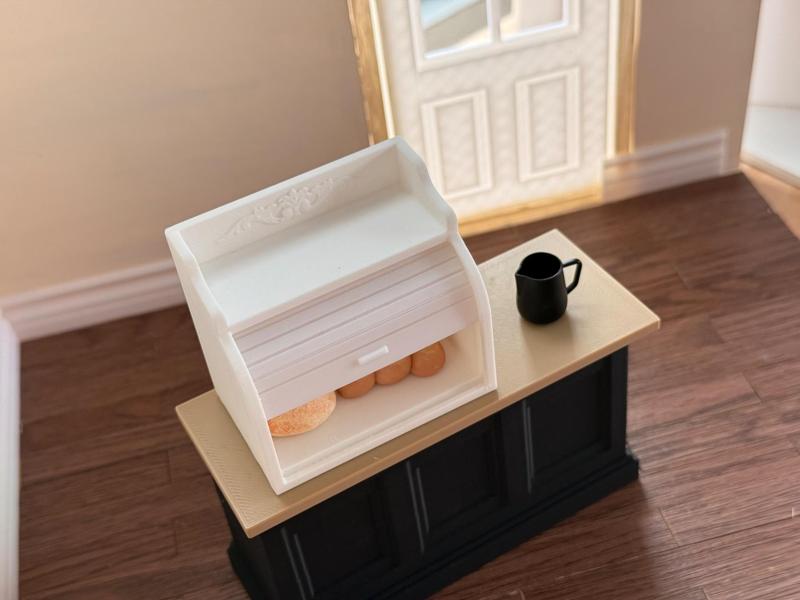 Miniature Roll-Top Bread Box  Cabinet