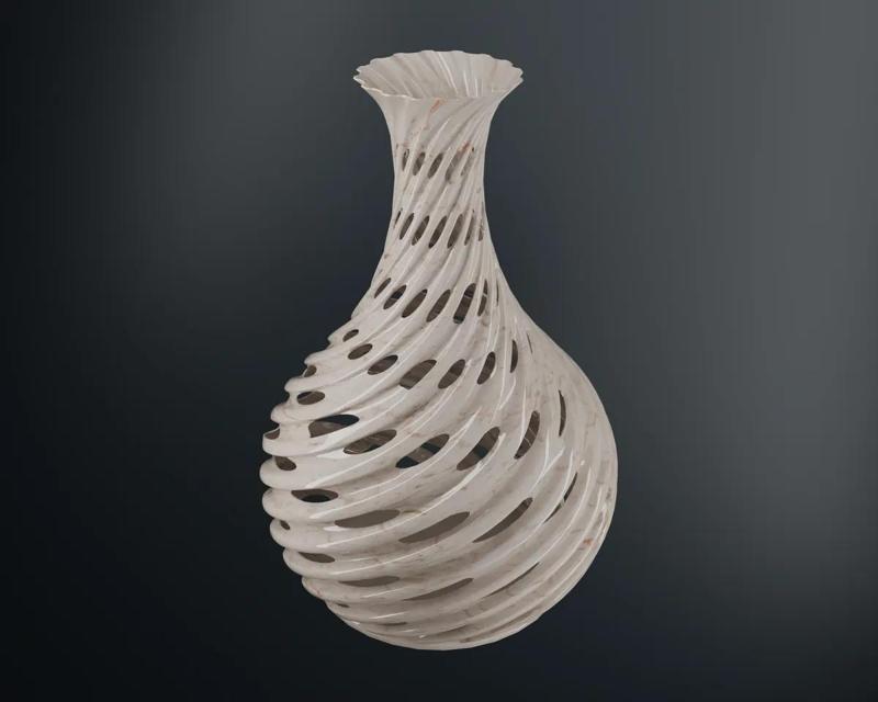 Jarrón Espiral Elegante con Detalles Calados   
