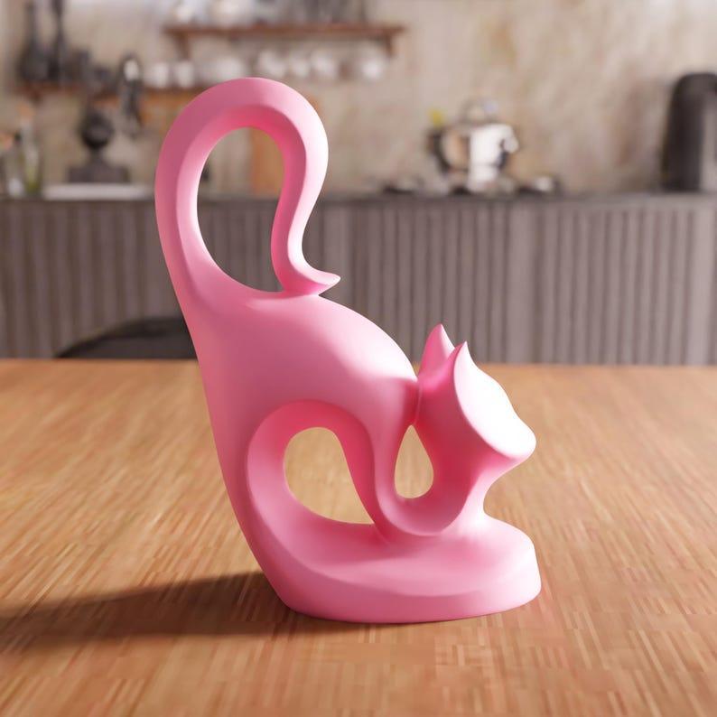 3D Cat Decor STL File - Cat Lover Gifts for Her, Unique 3D Art, Home Decor Accents, Creative Cat Print, Digital 3D Model, 3D Printing