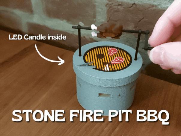 Stone Fire Pit BBQ LED Tea Light Holder