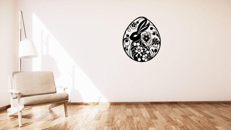 Bunny with flowers 2 wall or window easter decoration