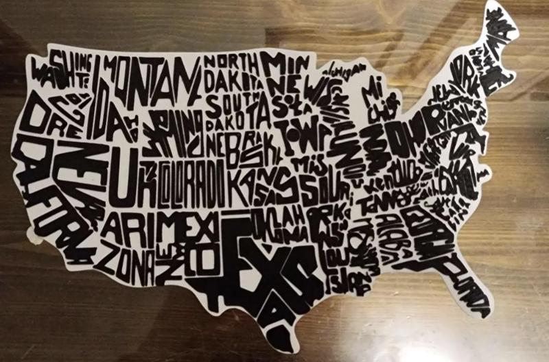3D printed USA geography wall art