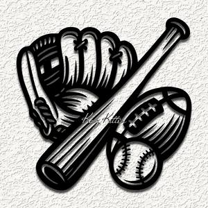 sports glove bat baseball football wall art home decor