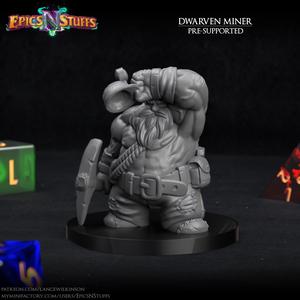 Dwarven Miner Miniature - pre-supported