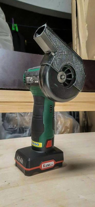 Blower upgrade for Parkside 12v mini grinder