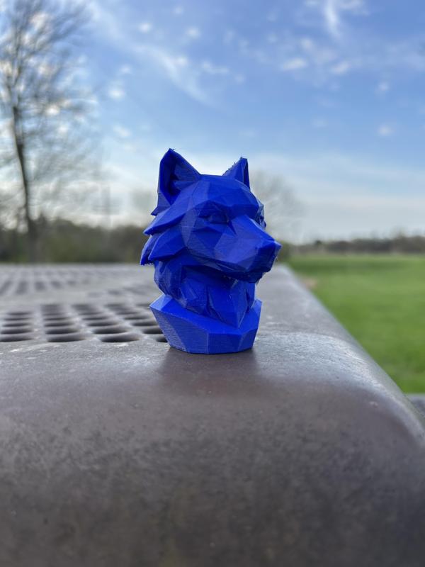 Low Poly Wolf Bust Decor w/ Wood Texture Variation