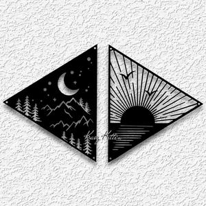 NIGHT AND DAY 2 PANELS wall art sun & moon home decor