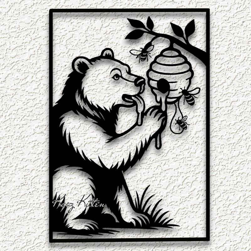 framed bear wall art honeybee home decor 