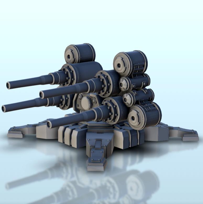 Quadruple barrel turret 1 (+ supported version) - MechWarrior Scifi Science fiction SF 40k
