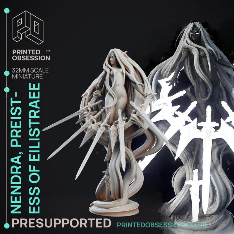 Nendra - Preistess of Eilistraee - PRESUPPORTED - Deity Fight Club - 32mm scale
