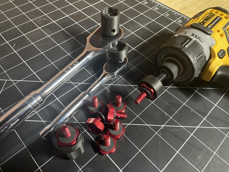 Enduro eBike thumbscrew socket (1/2" Square Drive, 1/4" Square Drive, 1/4" hex)