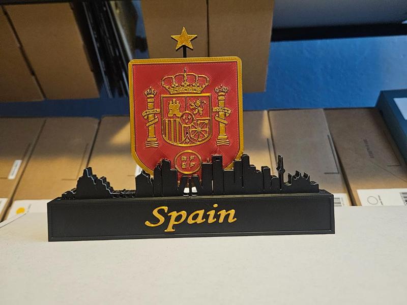 Spain National team with skyline of Madrid