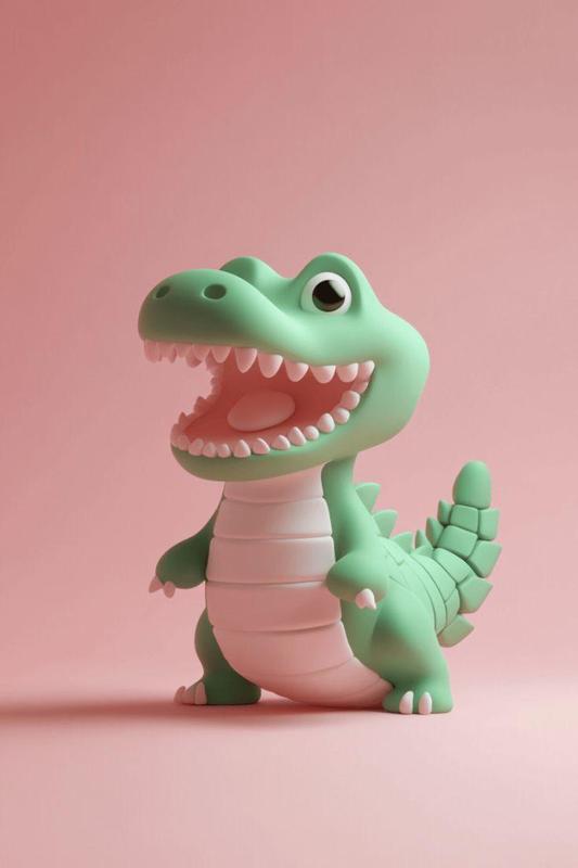 Baby Crocodile Clay character kawaii 3D Model