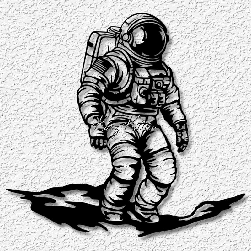 astronaut walking on the moon wall art spaceman home decor