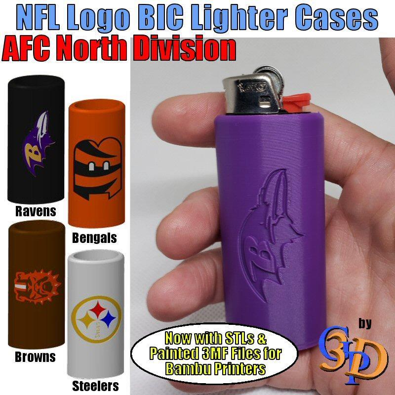 NFL Football Bic Lighter Cases AFC North Division Browns Steelers Ravens Bengals
