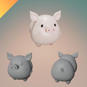 Cute Pig 3D Model – STL and GLB – One-Piece Printable Piglet Toy for 3D Printing
