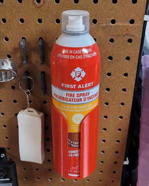 Holder for Fire Extinguishing Spray Cans
