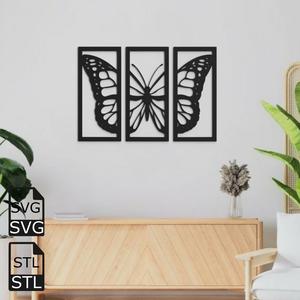 Butterfly 2D Wall Art STL SVG