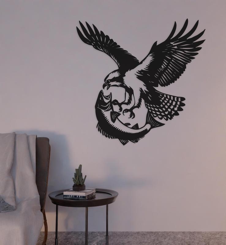 WALL DECORATION EAGLE FISHING 2D WALL ART