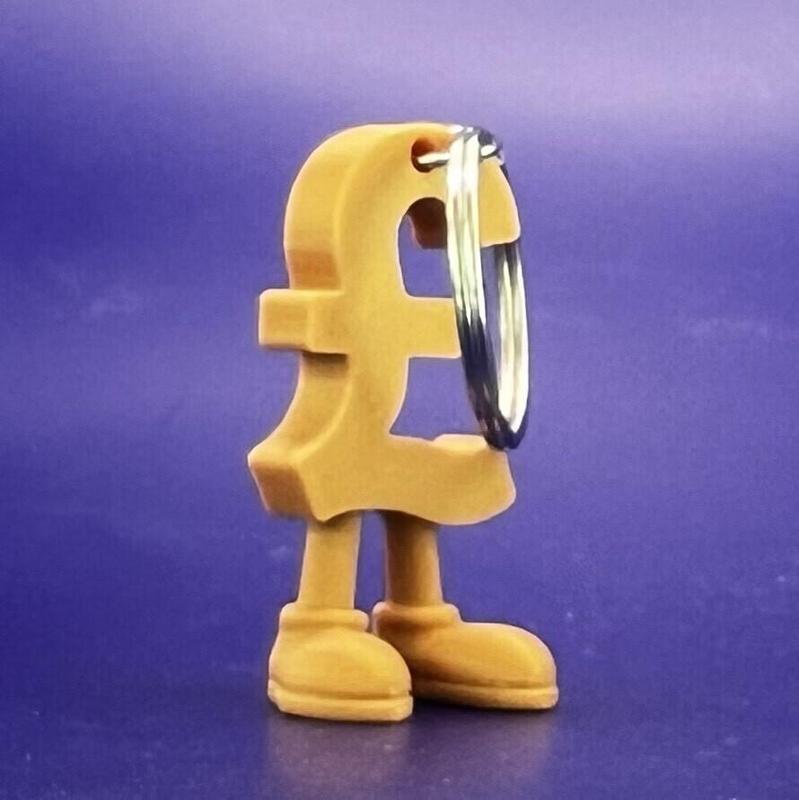 British pound symbol with legs keychain