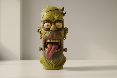 Zombie Simpson Frankenstein Bust – Creepy Cartoon Horror Sculpture