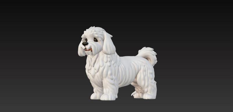 Realistic Maltese Dog 3D STL File for High-Quality 3D Printing