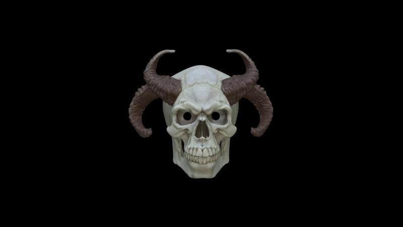 Demon mask figure