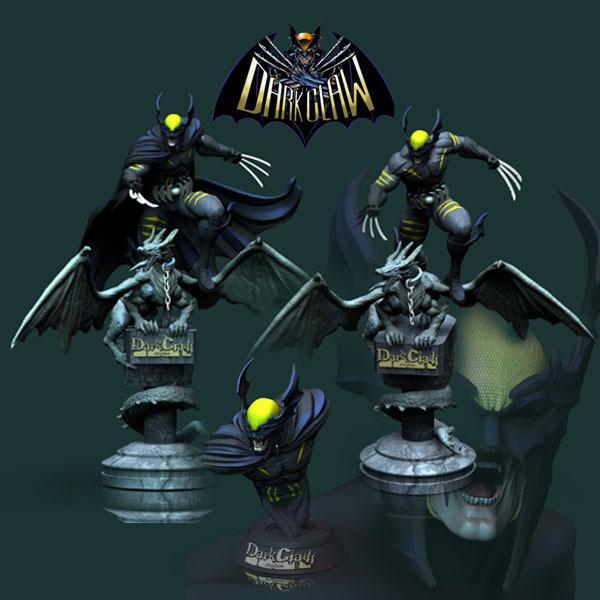 Dark Claw Hybrid = Batman + Wolverine STL files for 3d printing fanart by CG Pyro for collectibles, custom, figure, statue,sculpt,sculpt,comics,dc comics,marvel comics,dark knight,x-men.